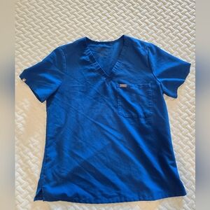 Womens Figs Royal Blue Catarina One-Pocket Scrub Top Size: L